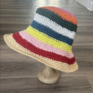 Hatattack Women’s Colorful Striped Crochet Hat Boho Multicolor Bucket Hat OS